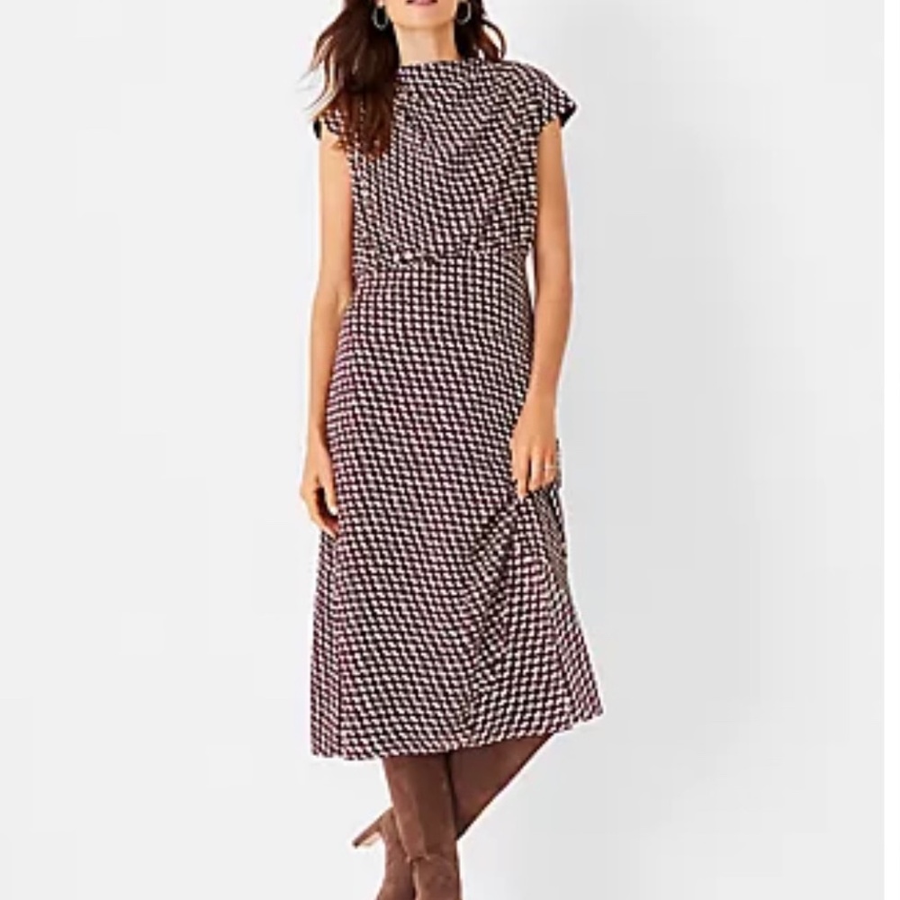Ann Taylor Houndstooth flare dress size 2